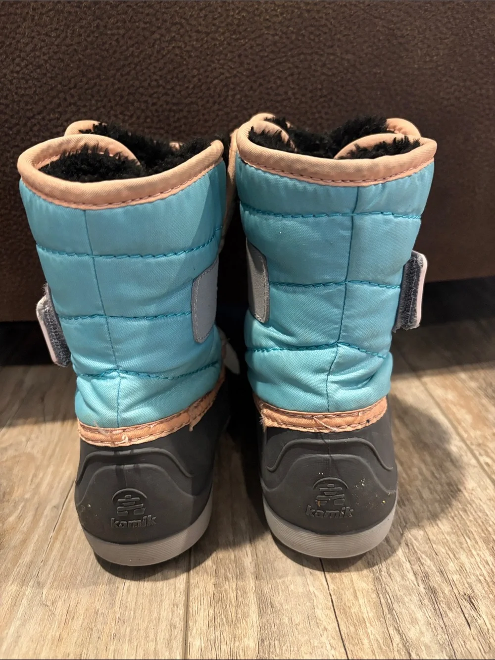 Kamik Kids Teal, Light Gray & Tan Winter Boots Size 7
